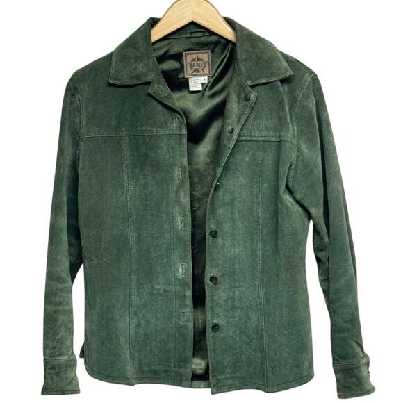 AMI Suede Leather Button Up Olive Green Shirt Jacket Size Small - Picture 2 of 9